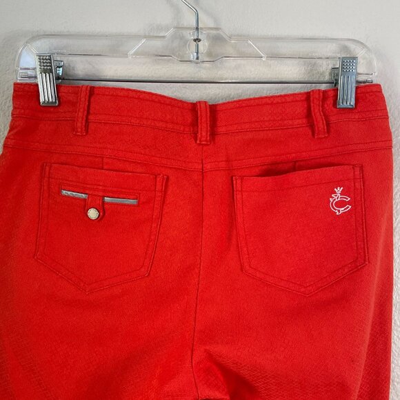 Louis Castel Womens Size 4 Orange Slim Fit Golf Pants With Pockets Embroidered L - Picture 9 of 9
